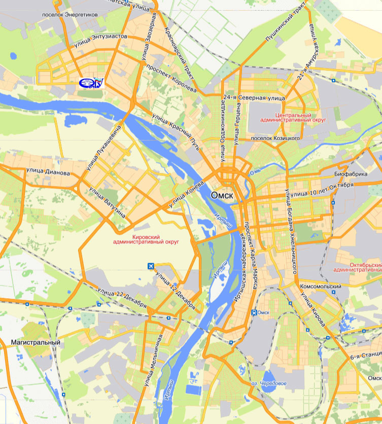 Location of the University at Omsk map