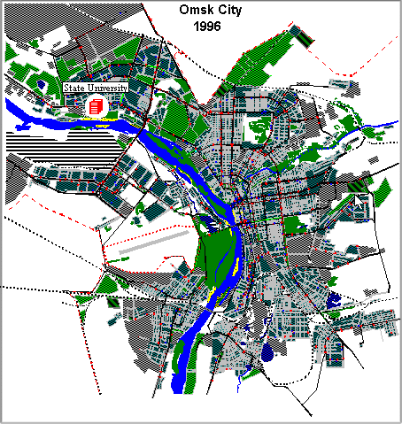 The map of Omsk