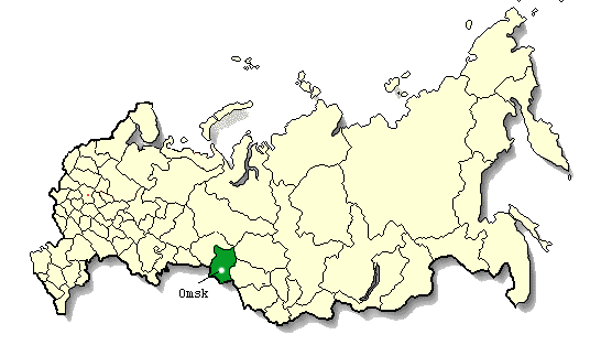 Omsk on map of Russia